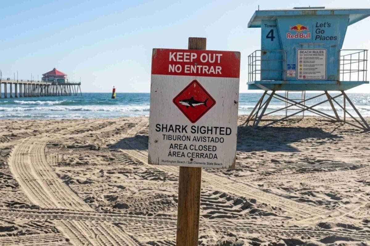 Huntington Beach closes two miles of California coastline after a shark sighting takes an unexpected turn