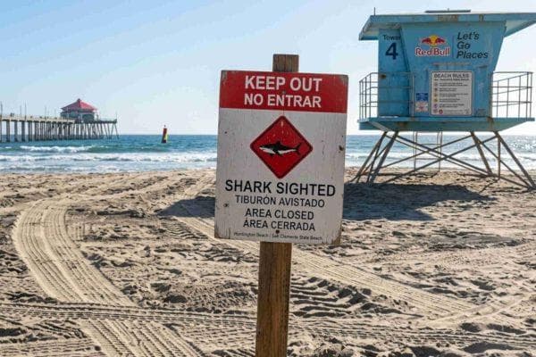 Huntington Beach closes two miles of California coastline after a shark sighting takes an unexpected turn