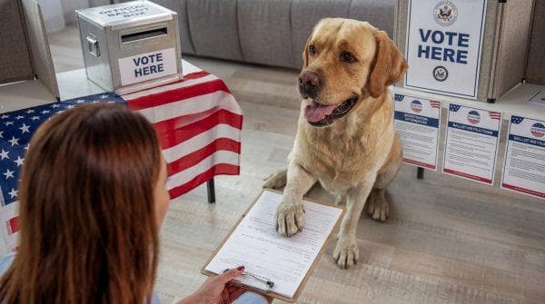A dog managed to cast a vote in California as election systems face embarrassing mistakes